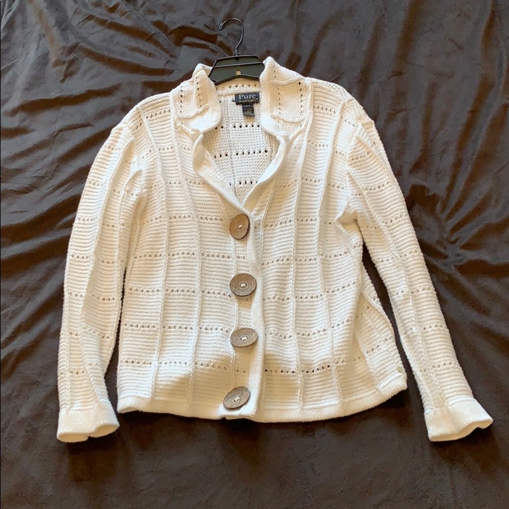 Pure Handknit white Sweater size M/L(see photo)